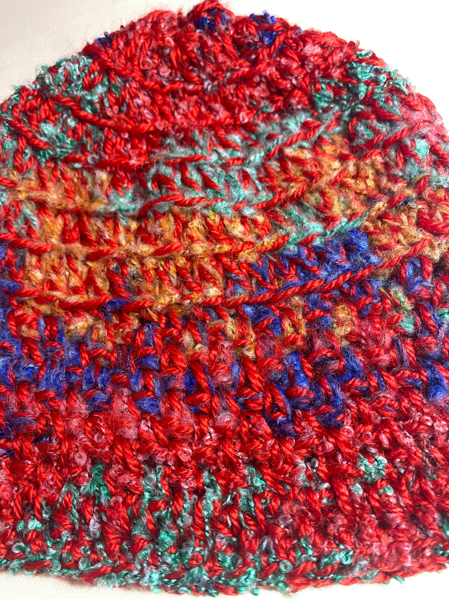 Crochet Hat- Red Multi Colored - Small