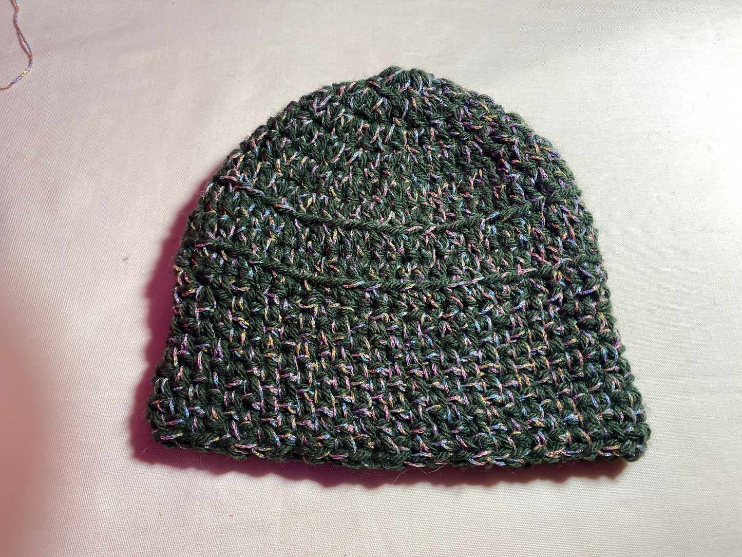 Dark Green with Glitter Beanie - Small - Will fit Child