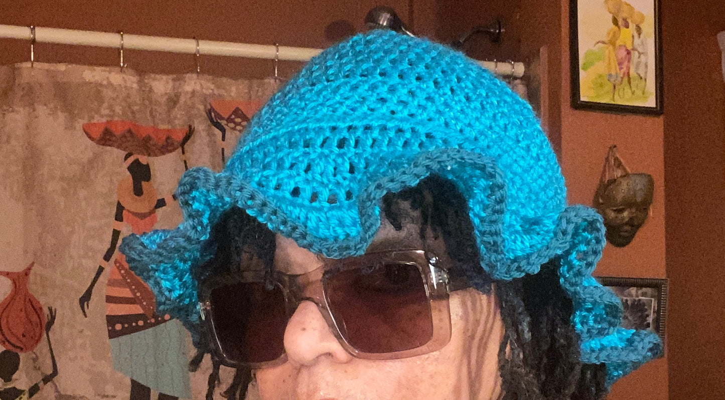 Bucket Hat - Light Blue with wavy brim