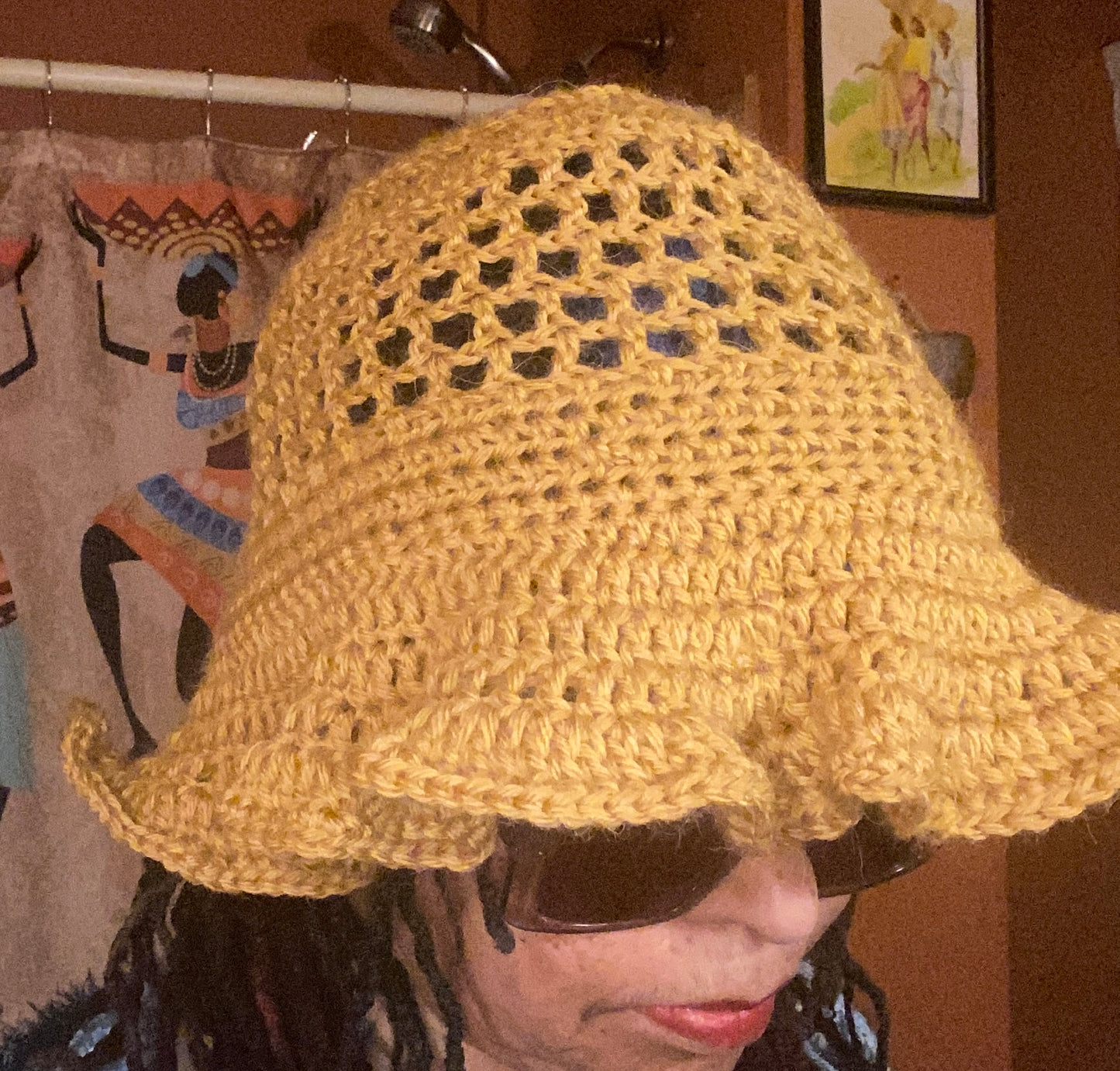 Bucket Hat - With Wavy Brim - Tan - Wool