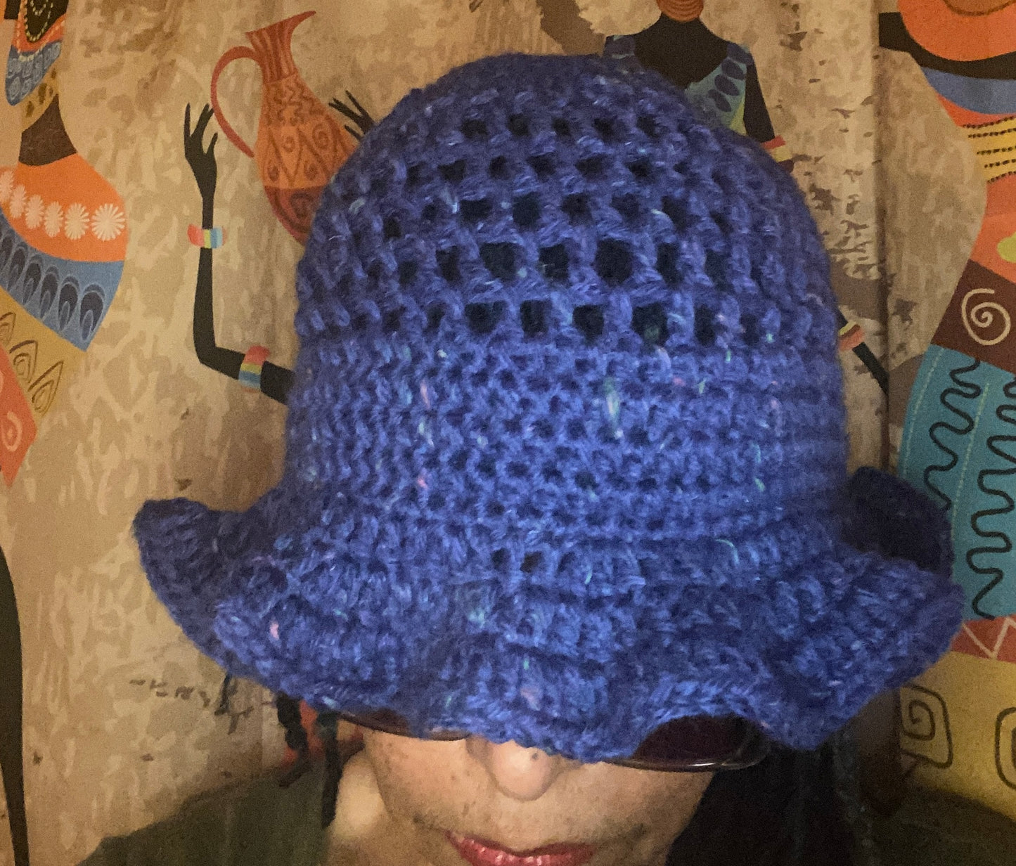 Bucket Hat - With Wavy Brim - Light Purple with flecks