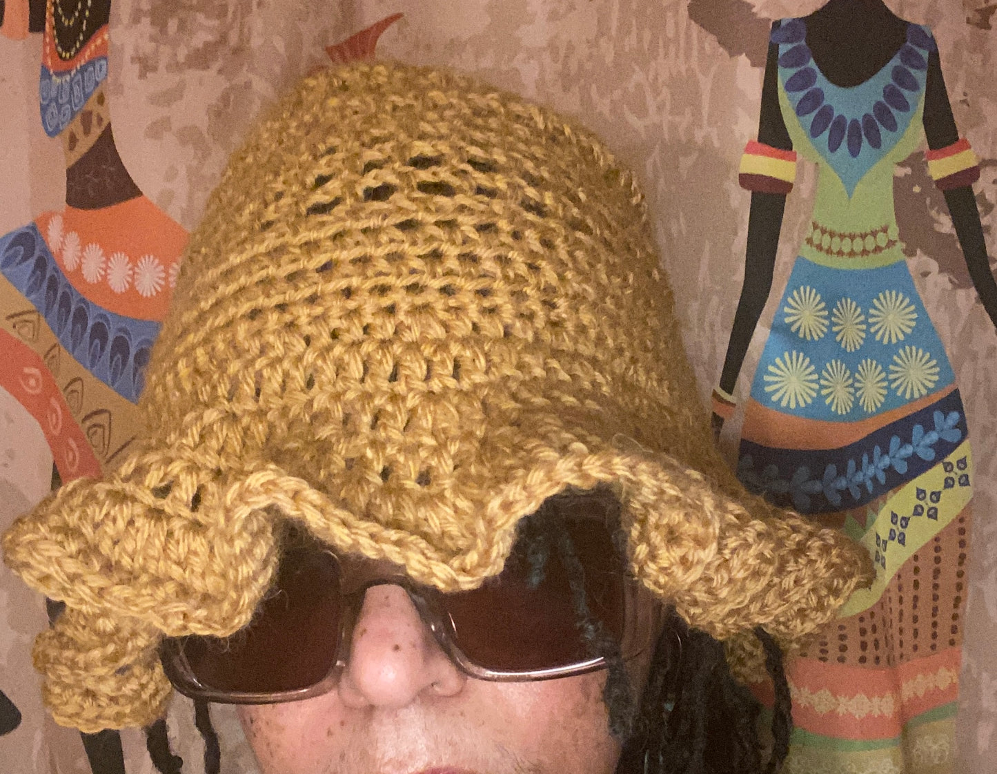 Bucket Hat with Wavy Brim - Tan