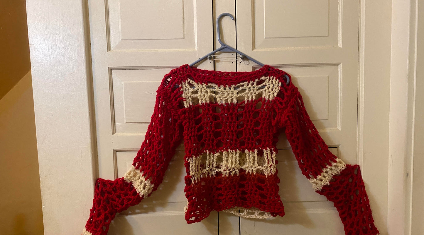 Crop top - red & white