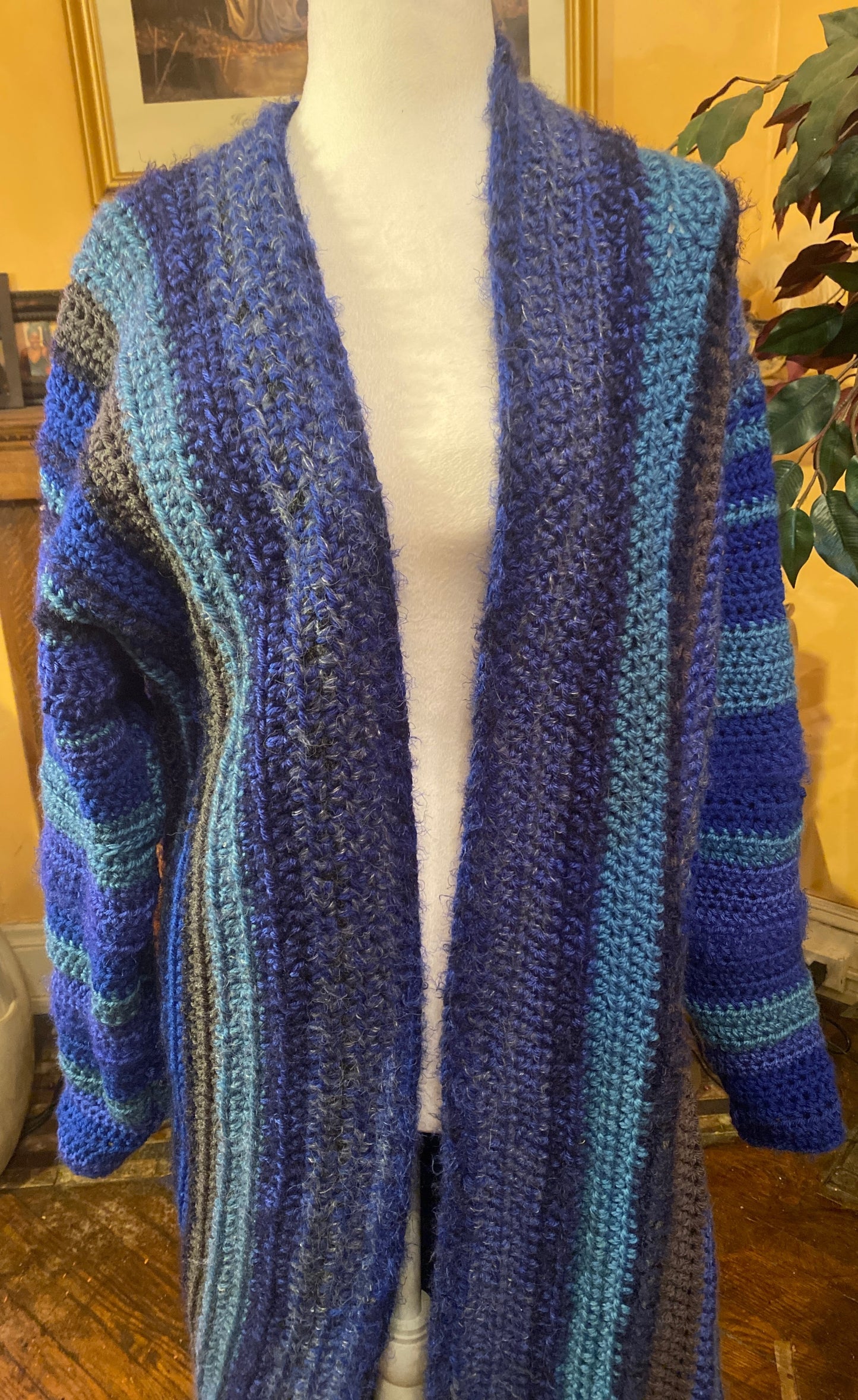 BLUE AND GREY BLANKET OF LOVE SWEATER