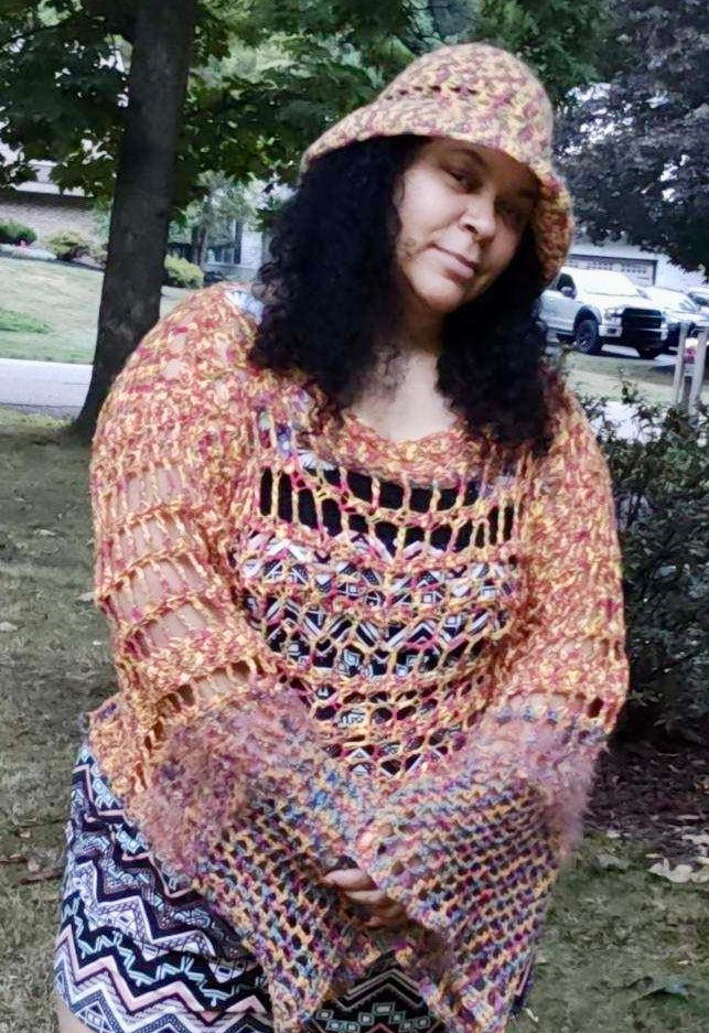Bolero- Crop Top - Mesh Shrug & Hat- Size XL