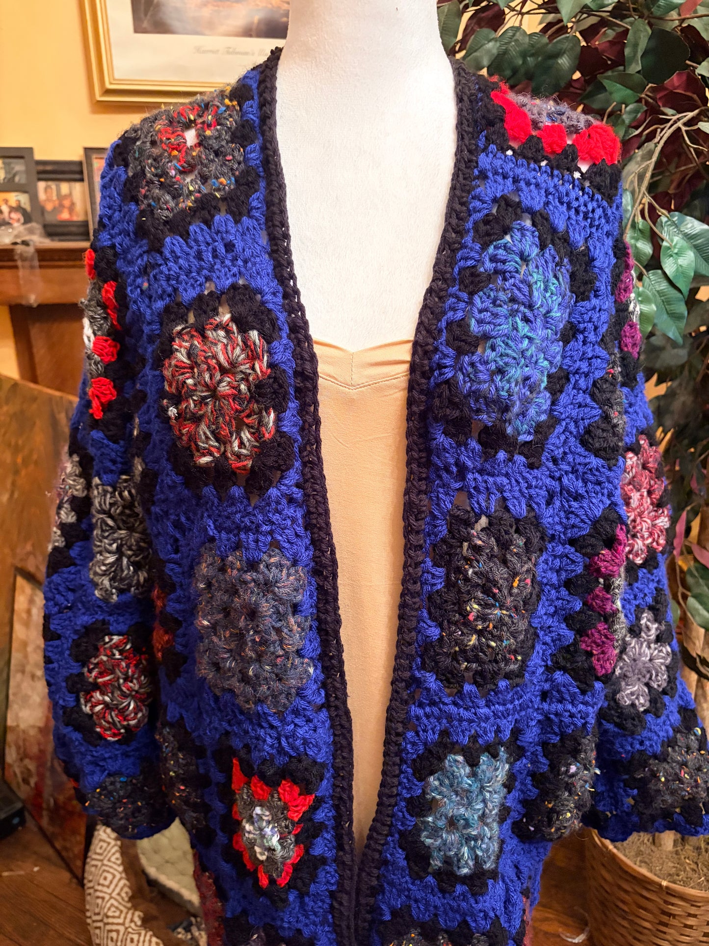 Blue granny square Blanket of Love sweater