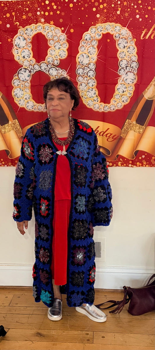 Blue granny square Blanket of Love sweater