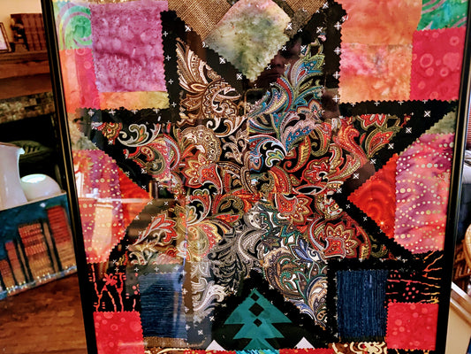 Paisley star Amish like fabric wall hanging