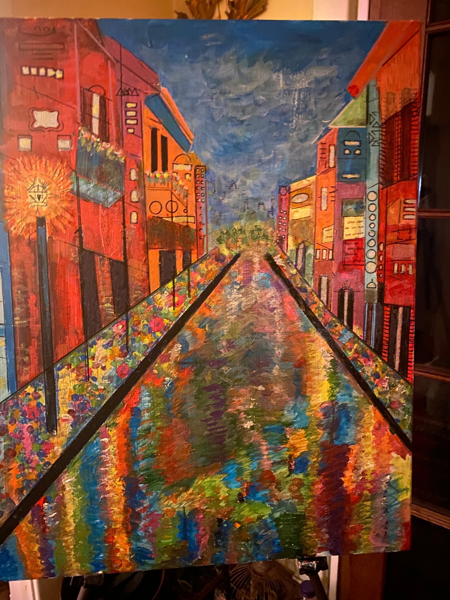 Large Painting - Colorful NOLA French Quarter