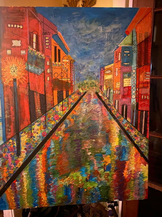 Large Painting - Colorful NOLA French Quarter