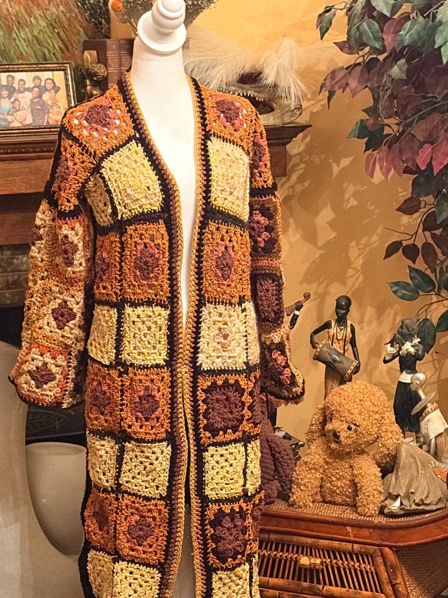 Crochet Full Length Sweater - Tan