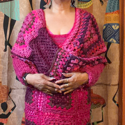 Magenta -Scarf with sleeves - shawl with sleeves