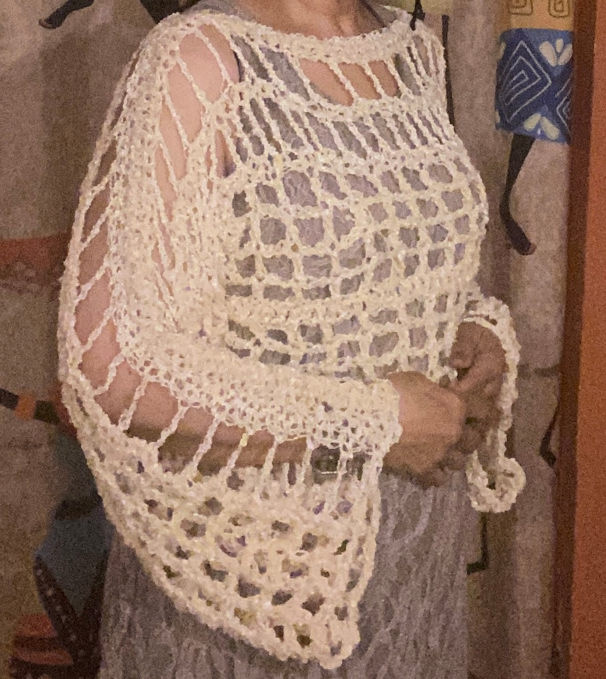 Shrug - Mesh - White & Off White- Silk and Wool