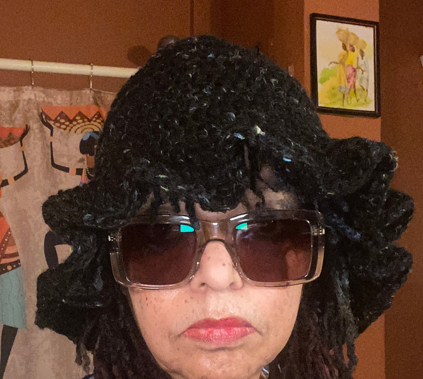 Bucket Hat Black Flecks Wavy Brim