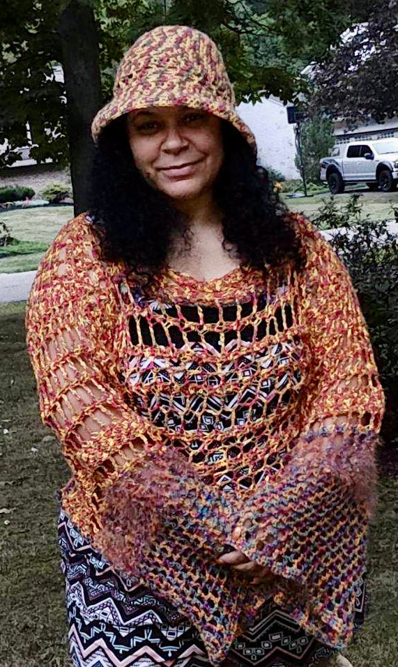 Bolero- Crop Top - Mesh Shrug & Hat- Size XL